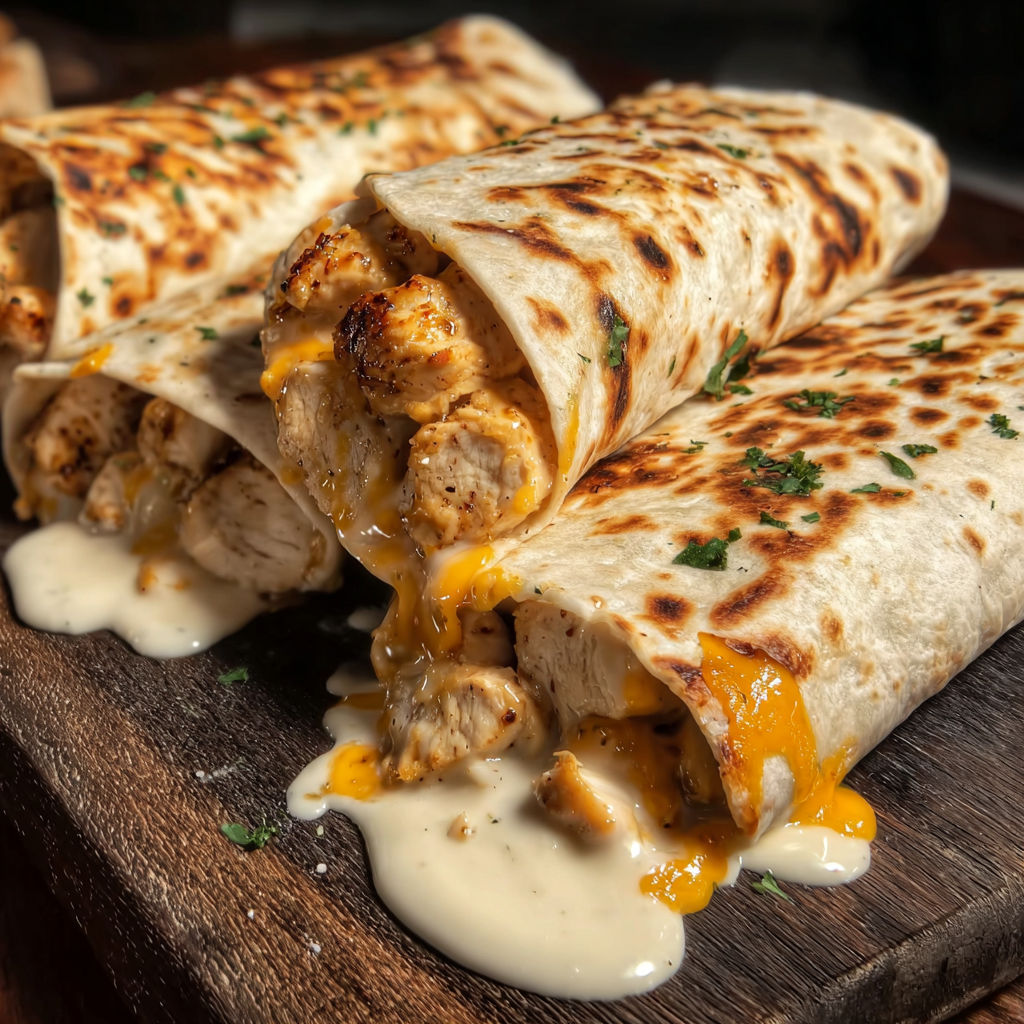 Easy Cheesy Garlic Chicken Wraps
