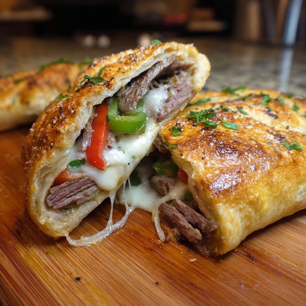 Mozzarella Cheesesteak Stromboli