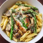 Creamy Mushroom Asparagus Chicken Penne