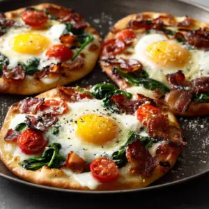 Breakfast Flatbreads with Sausage & Bacon