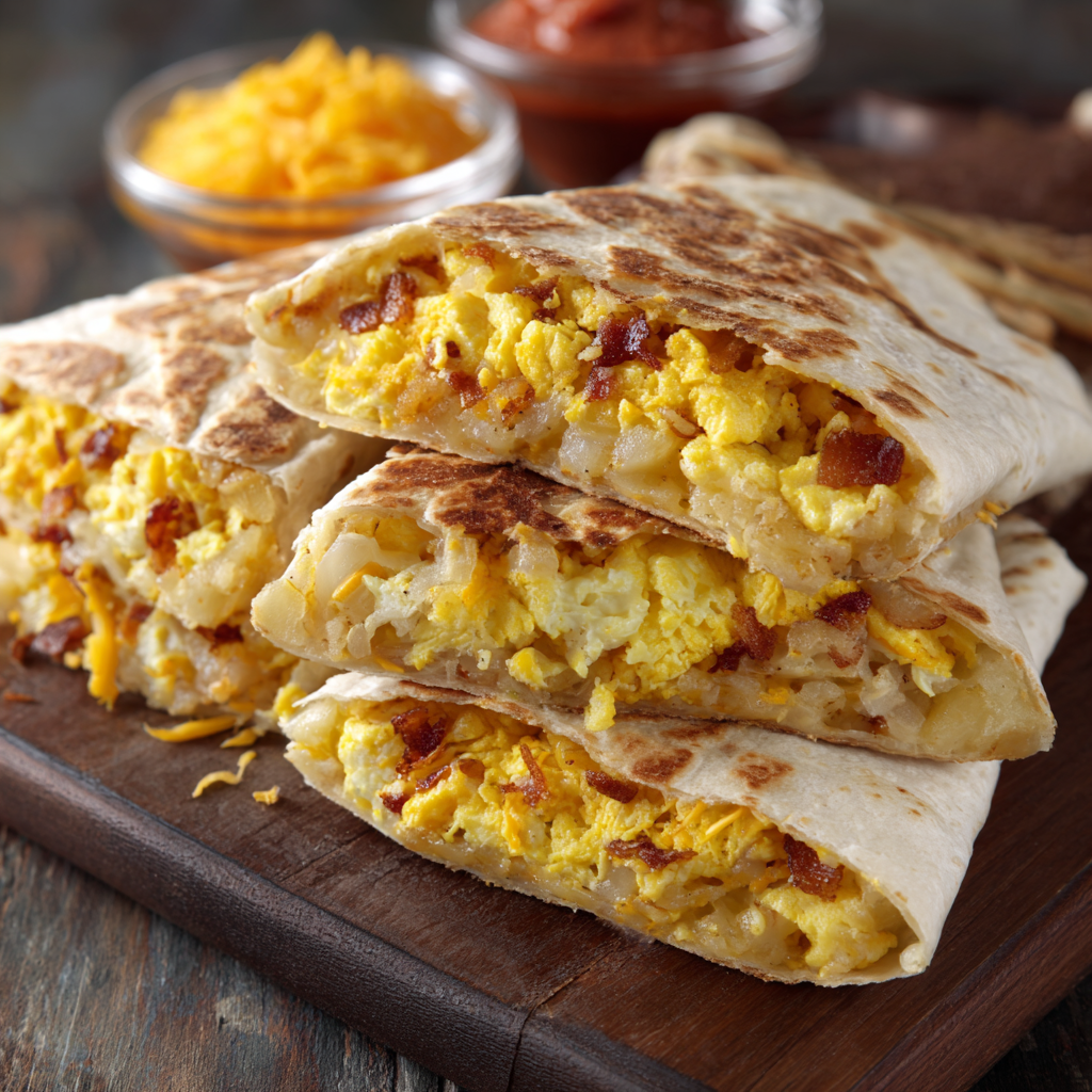Breakfast Crunchwraps with Eggs & Cheddar