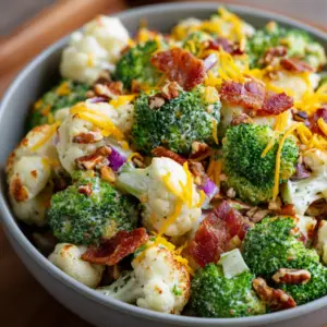 Broccoli Cauliflower Bacon Salad