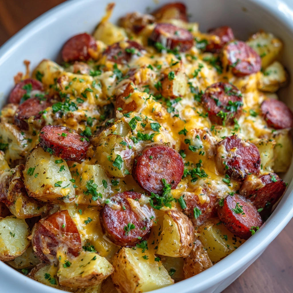 Cheesy Ranch Potatoes and Smoked Sausage