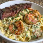 Blackened Steak & Shrimp Alfredo