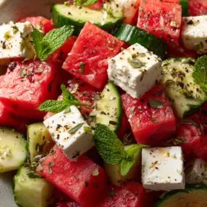 Watermelon Cucumber Feta Salad