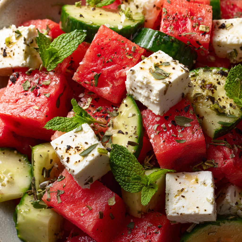 Watermelon Cucumber Feta Salad