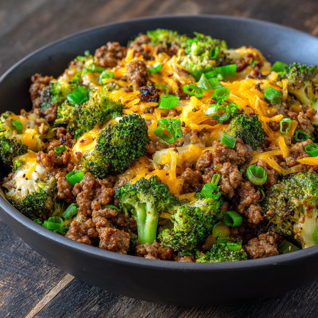 Cheesy Ground Beef and Broccoli