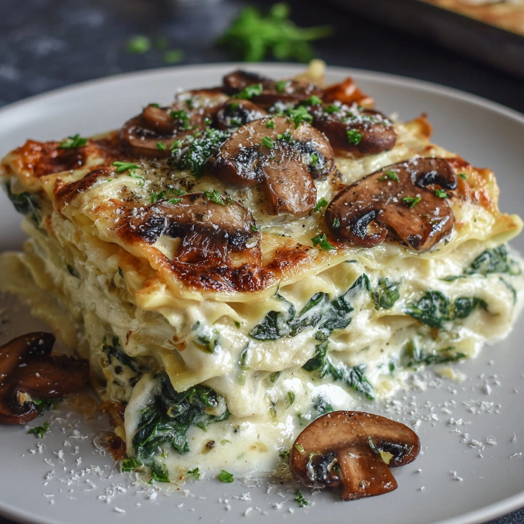 Spinach Mushroom White Lasagna