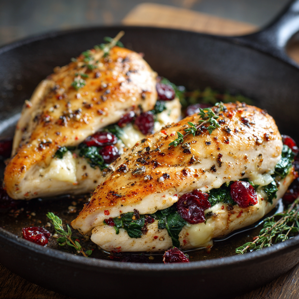 Cranberry Spinach Stuffed Chicken