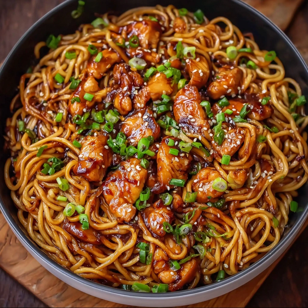Sticky Garlic Chicken Noodles