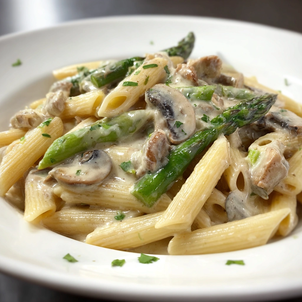 Chicken Penne with Mushroom & Asparagus