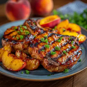 Grilled Pork Chops with Peach Glaze