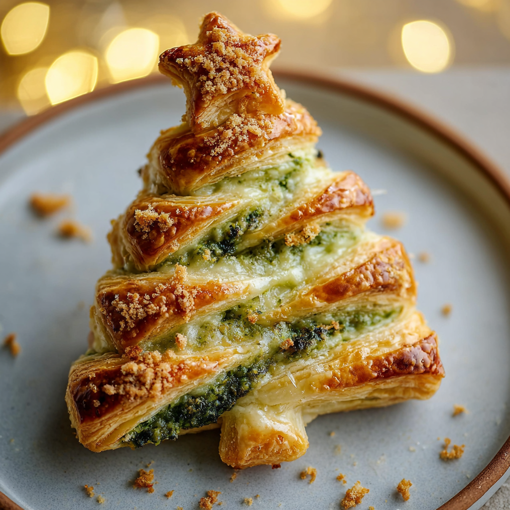 Basil Pesto Cheesy Puff Pastry Christmas Tree