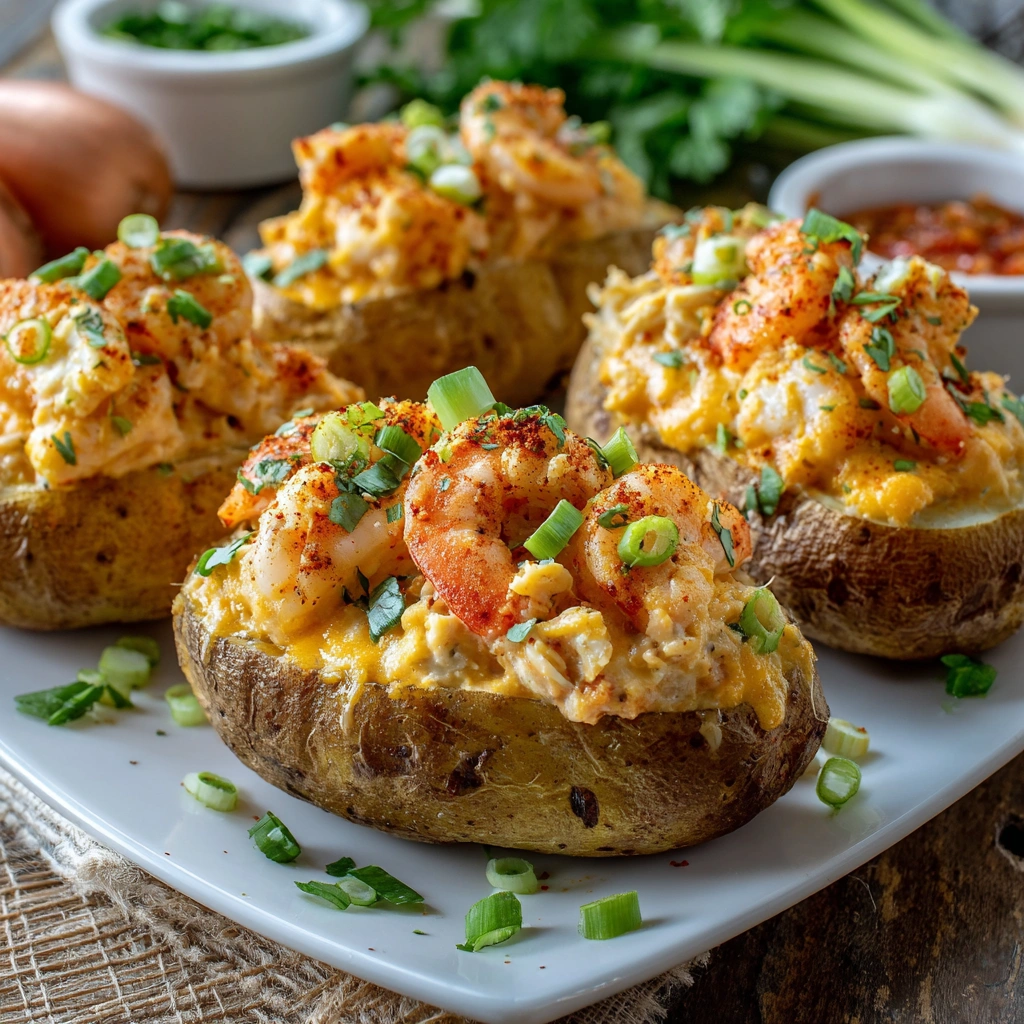 Loaded Cajun Seafood Stuffed Potatoes