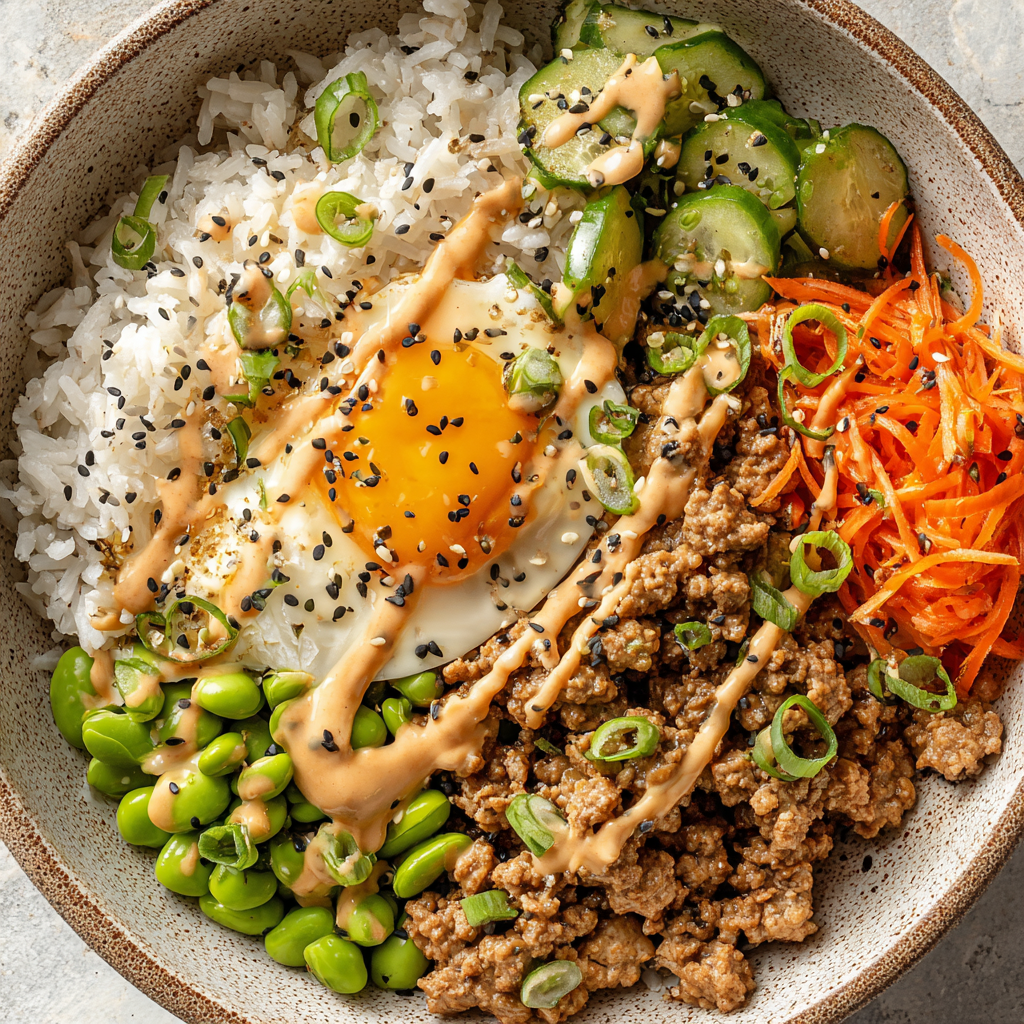Ground Turkey Rice Bowls with Bang Bang Sauce