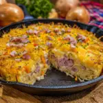 Cheesy Western Skillet with Hash Browns and Ham (Breakfast Casserole)