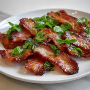 Air Fryer Bacon with Fresh Basil