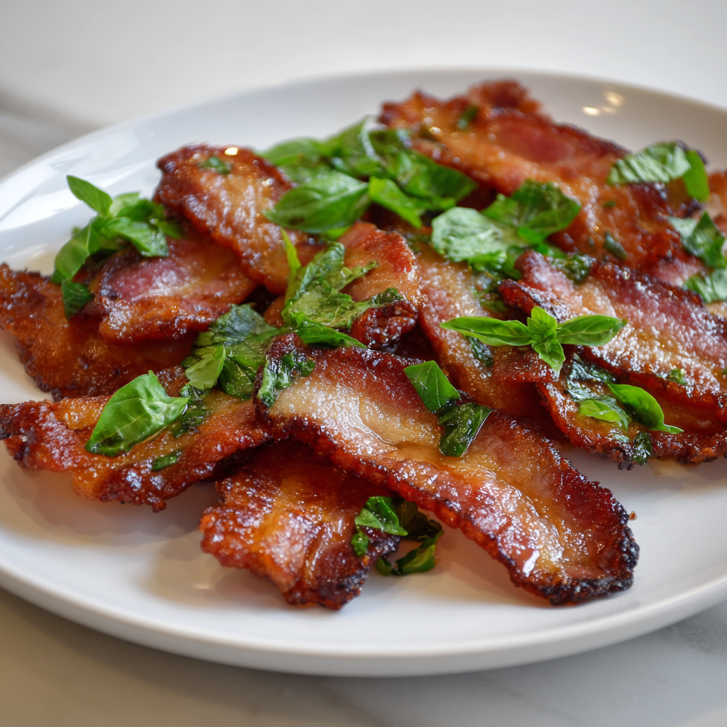 Air Fryer Bacon with Fresh Basil