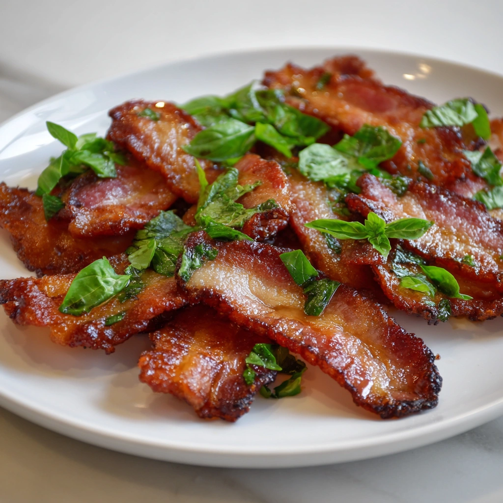 Air Fryer Bacon with Fresh Basil