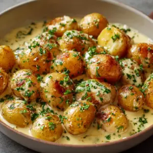 Creamy Garlic Baby Potatoes
