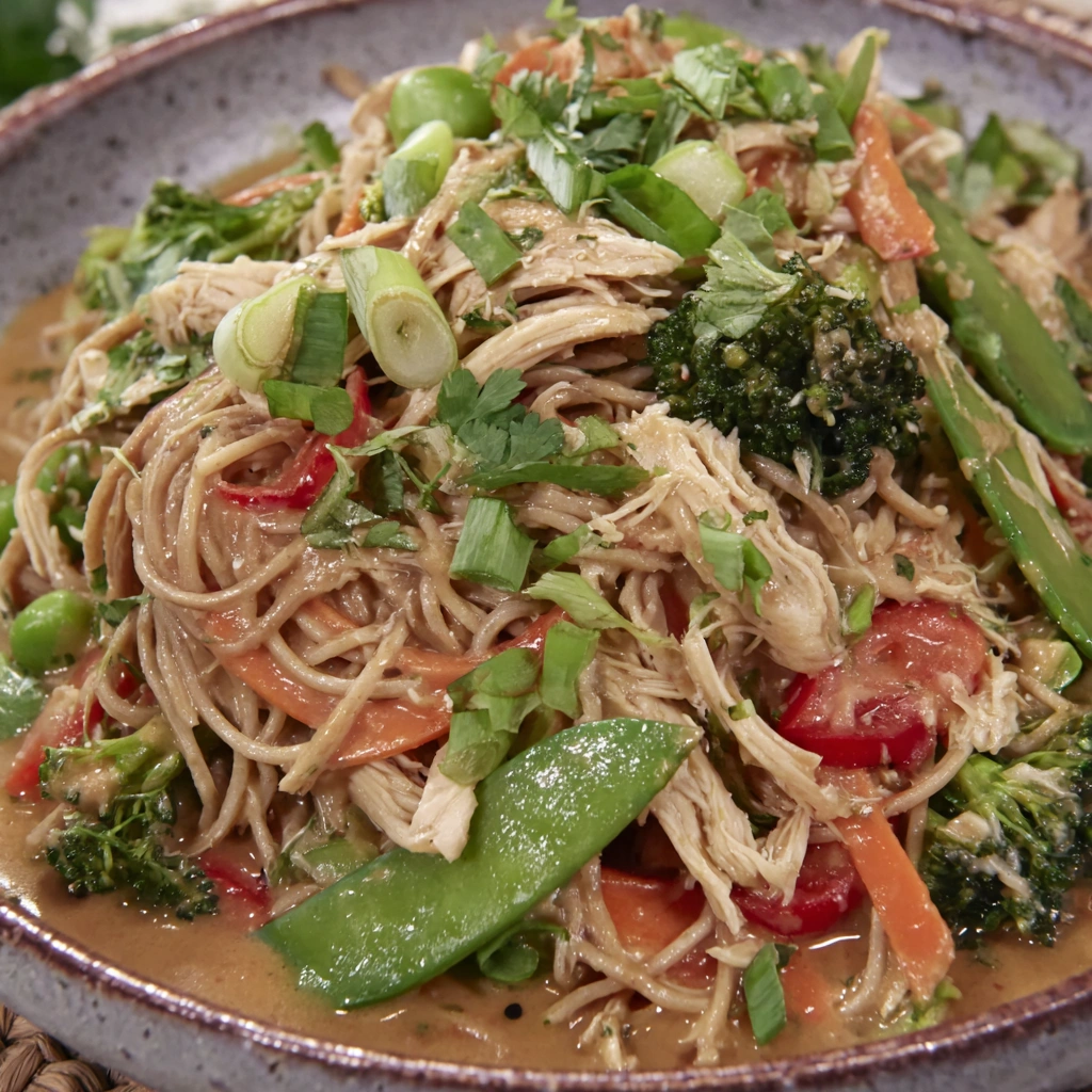 Peanut Noodles with Shredded Chicken & Vegetables