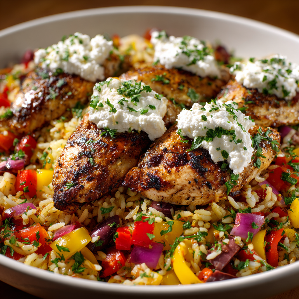 Mediterranean Chicken and Rice Casserole