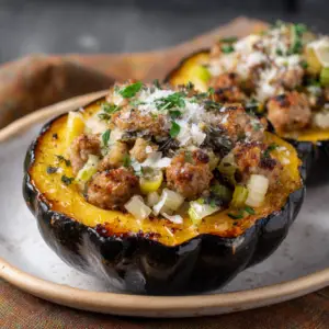 Sausage Stuffed Acorn Squash