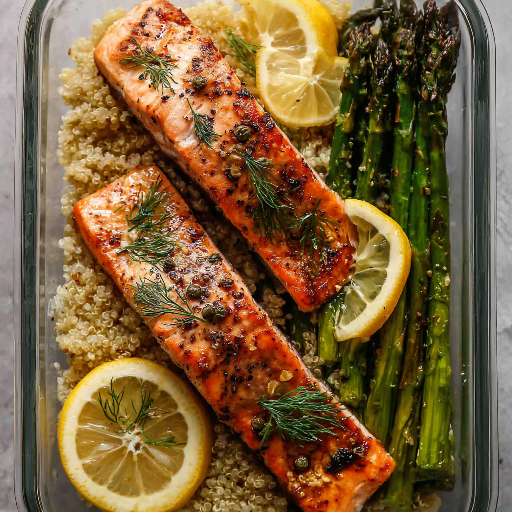 Lemon Herb Salmon with Quinoa & Asparagus