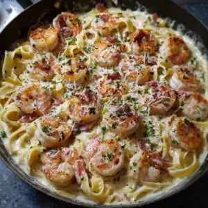 One-Pan Shrimp Fettuccine Alfredo