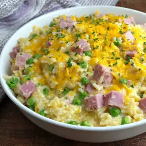 Cheesy Ham and Pea Casserole