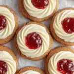 Strawberry Jam Thumbprint Cookies with Cream Swirl