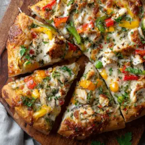 Thick Crust Chicken Veggie Pizza