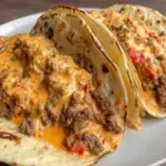 Cheesy Rotel Beef Soft Tortilla Tacos