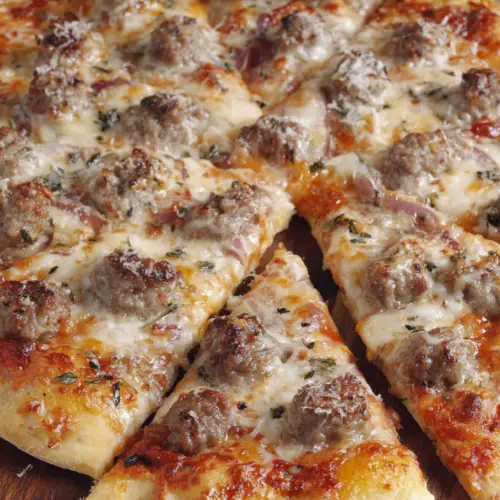 Chicago-Style Thin Crust Sausage & Onion Pizza