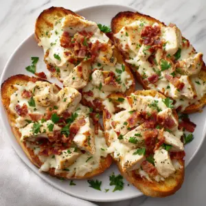 Chicken Alfredo with Garlic Toast