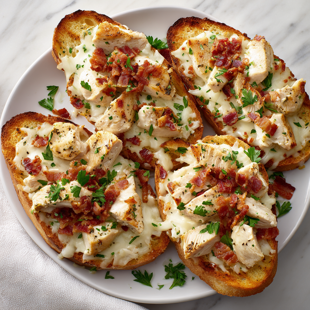 Chicken Alfredo with Garlic Toast