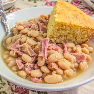 White Bean & Ham Bowl with Cornbread