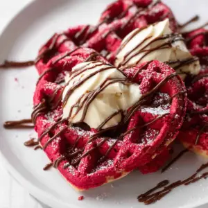 Red Velvet Marbled Waffles