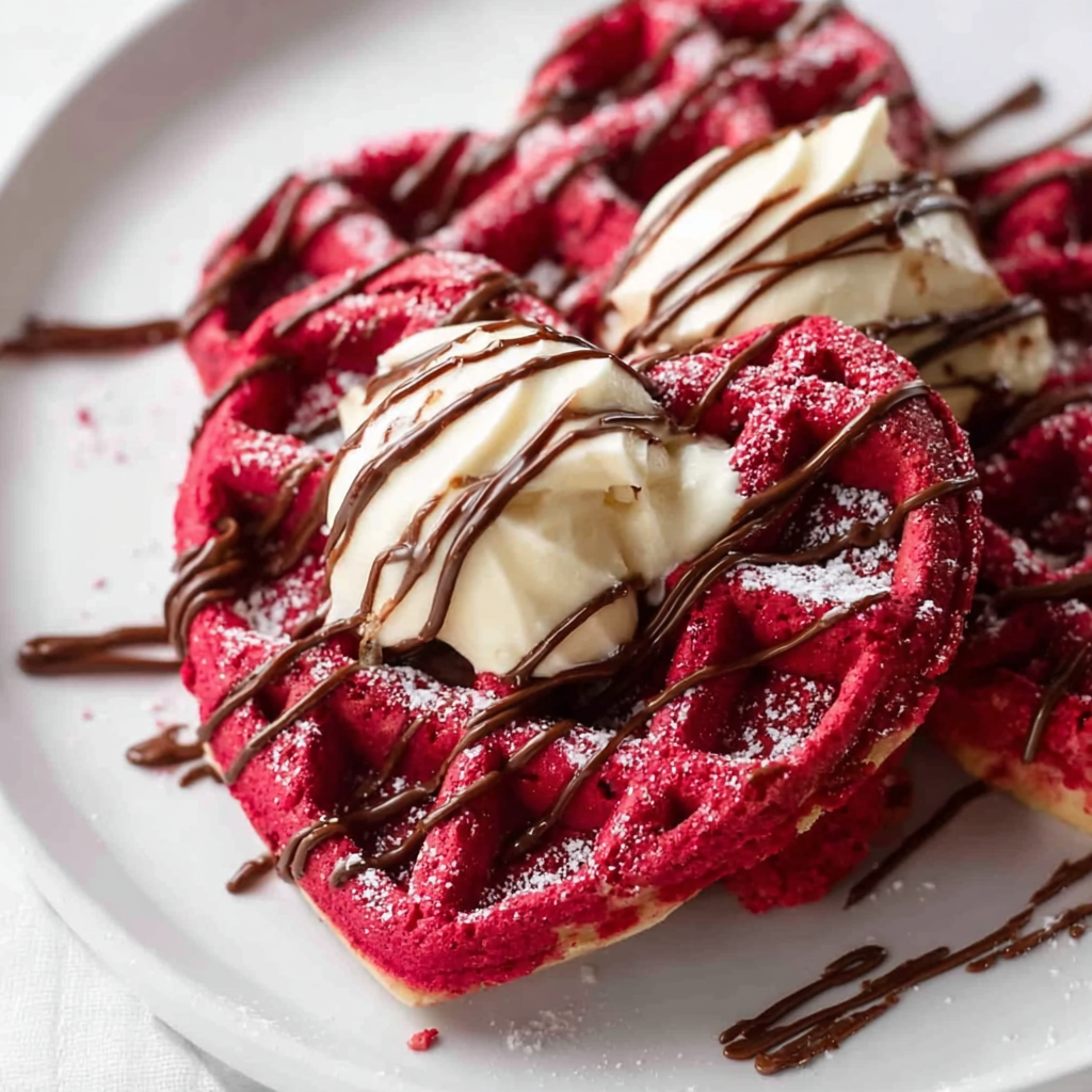 Red Velvet Marbled Waffles